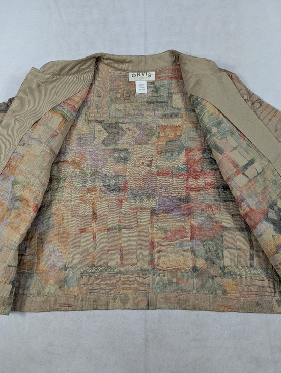 Vintage Orvis Women's Jacquard Patchwork Boho Hippie Style Jacket Size Large - Picture 5 of 5
